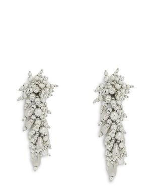 Self-Portrait Earrings With Beads - Metallic