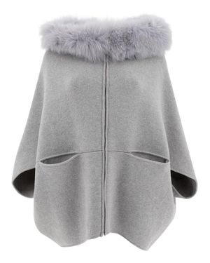 Giovi Wool And Cashmere Poncho Coats - Gray