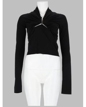 Rick Owens Draped Long-Sleeve Cutout Top - Black