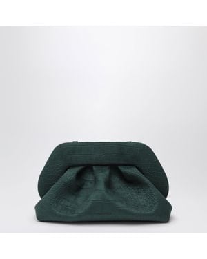 THEMOIRÈ Pine Mini Bios Pouch With Crocodile-Effect Faux Leather & Pleated Front - Green