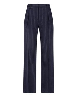 Lardini Pinstripe Tailored Wide-Leg Pants - Blue