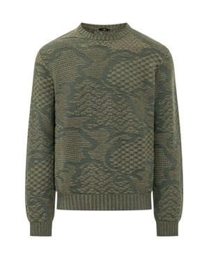 Etro Ribbed Knit Crewneck Sweater - Green