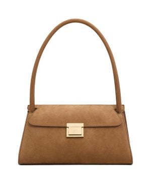 Ami Paris Glazed Leather Top Handle Paris Paris Bag - Brown