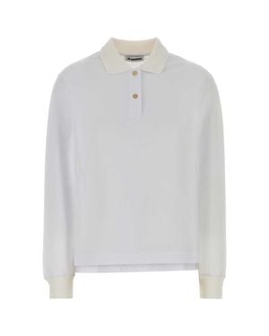 Jil Sander White Piquet Polo Shirt