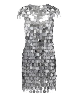 Rabanne Sequin Disc Off-Shoulder Mini Dress - Gray
