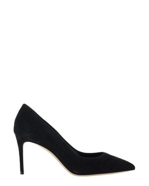 Casadei Julia Pointed Toe Eco-Suede Stiletto Pumps With 8 Cm Heel - Black