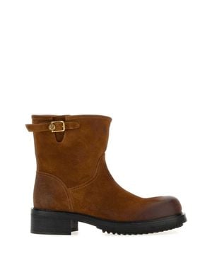 Versace Suede Ankle Boots - Brown