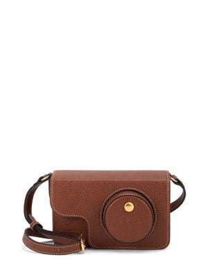 Longchamp Mini Leather Shoulder Handbag Camera Bag 17Cm - Brown