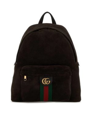 Gucci Dark Suede Medium Ophidia Backpack - Black