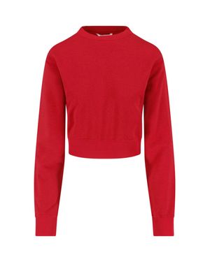 AURALEE Cropped Ribbed Cashmere Knit Sweater - Red