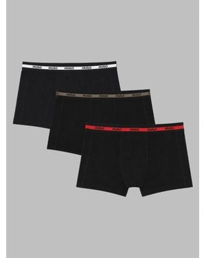 HUGO Boxers 3-Pack With Logo Cotton Underwear - Black