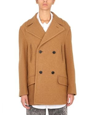 Marni Double-Breasted Coat With Mirror Lapels - Natural