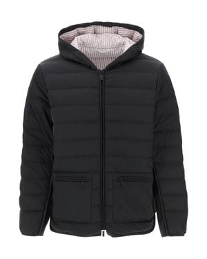 Thom Browne Hooded Down Jacket With Contrast Side Stripes (Sizes 44It - Black