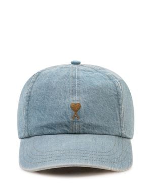 Ami Paris Embroidered Cap - Blue