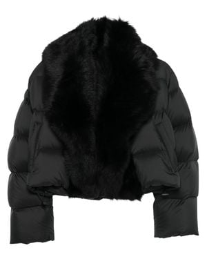 Gucci Down Jacket With Applied Fur Front - Black