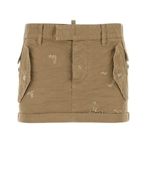 DSquared² Dsquared Khaki Canvas Mini Skirt - Natural