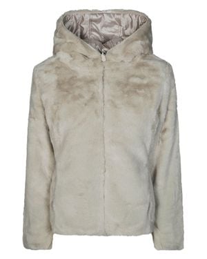 Save The Duck Reversible Eco Fur Hooded Jacket For - Gray