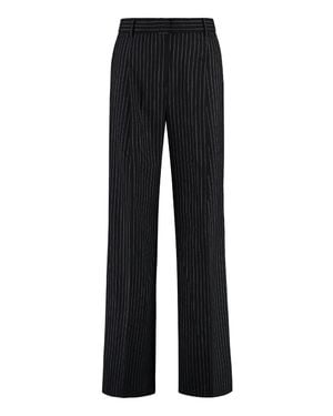 MICHAEL Michael Kors Wool Blend Pin-Striped Pants Wide-Leg - Black