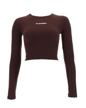 Jil Sander Cropped Top With Logo Polyamide Elastane Tops - Purple