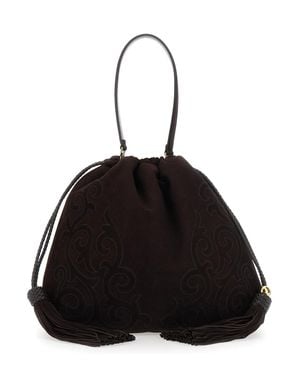 Etro Suede Patchwork Shoulder Bag Kalispera L 37.5X35.5X12 Cm - Black