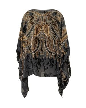 Etro Style Knit Poncho - Black