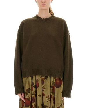 Uma Wang Boxy Cashmere Sweater With Frayed Edge Detail - Green