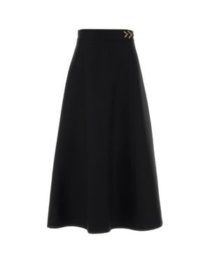 Valentino Solid Crepe Couture Skirt - Black