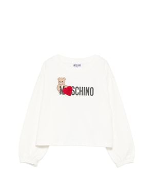 Moschino Boy's Cotton-Blend Crewneck Sweater - White