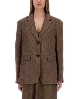 Alysi Micro Stripes Blazer - Brown