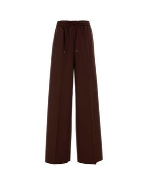Max Mara Wool Slalom Wide-Leg Pants - Brown