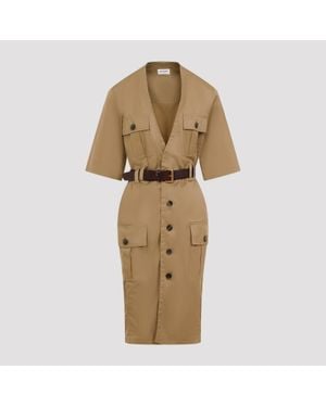Saint Laurent Elegant Cotton Dress For - Natural