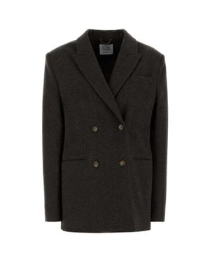 LE SULLY STUDIO Dark Stretch Wool Blend Blazer - Black