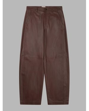Alysi 100% Leather Pants - Brown