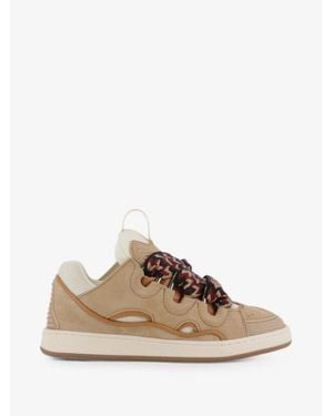 Lanvin Lace-Up Sneakers For Boys With Perforated Toe - Natural