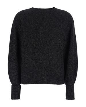 Twinset Tech Fabric Sweater With Round Neckline And Long Sleeves - Black