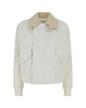 Bottega Veneta Cotton Bluson Jacket With Interlaced Collar Detail - White