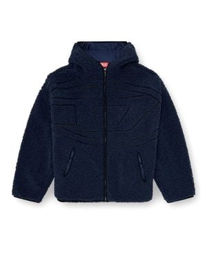 DIESEL Hooded Loose-Fit Zip-Up Jacket With D-Rope Embroidery - Blue