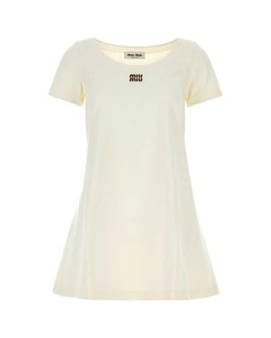 Miu Miu Cotton Knit Mini Dress - White