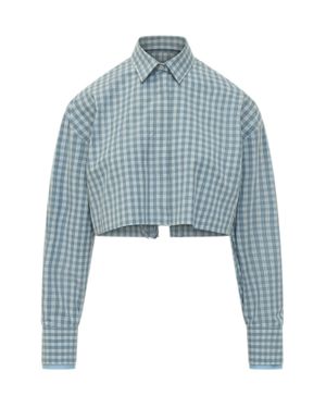 MSGM Mini Checkered Short Sleeve Shirt - Blue