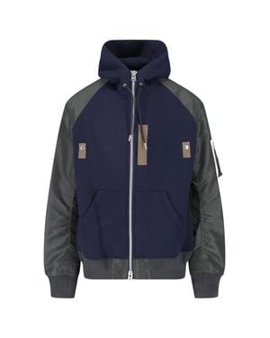 Sacai Hooded Zip Jacket - Blue