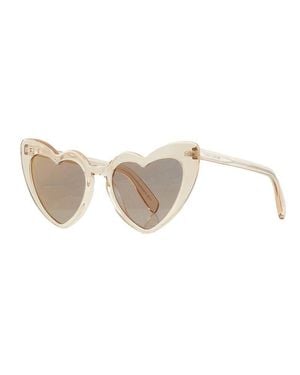 Saint Laurent Mini Loulou Transparent Sunglasses With Copper Mirror - White