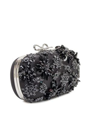 Self-Portrait Mini Clutch With Floral Accents - Black