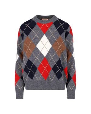 &Daughter Argyle Wool Sweater - Blue