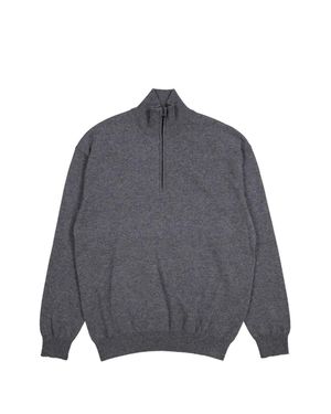 Lisa Yang Cashmere Half-Zip Sweater With Stand-Up Collar - Gray