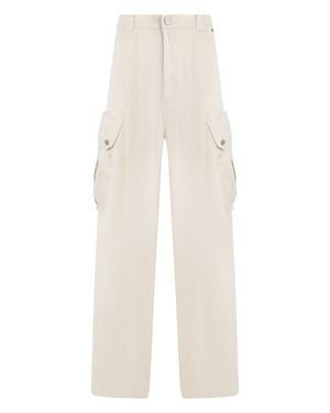 Pinko High-Rise Wide-Leg Cargo Pants - White