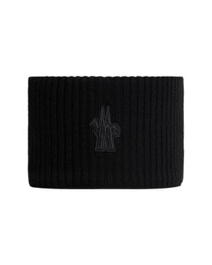 Moncler 7-Gauge Virgin Wool Rib-Knit Hat With Tricolor Detail - Black
