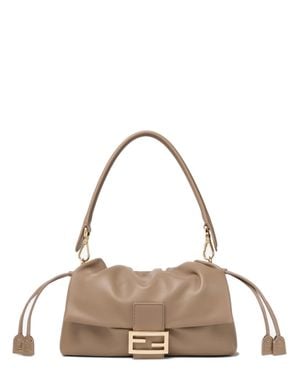 Fendi Mini Lamb Leather Shoulder & Crossbody Bag - Natural