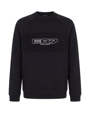 EA7 Logo-Print Fleece Sweatshirt - Blue