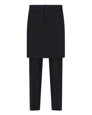 GIMAGUAS Layered Skirt-Overlay Pants - Black