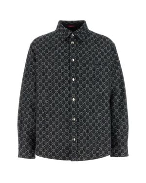 Gucci Embrodiered Denim Reversible Shirt - Black